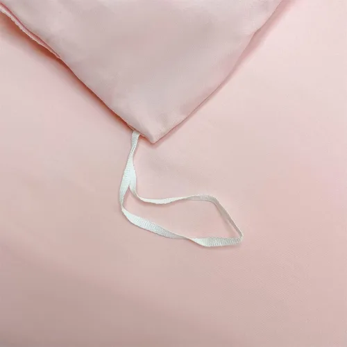 Vista 7 de MOOWOO Ropa de cama para niñas – Funda de edredón con volantes en cascada – 2 piezas Shabby Chic Color sólido suave y transpirable con cierre de Rosa