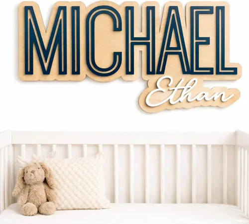 Letrero de nombre de bebé, letrero de nombre personalizado para guardería, decoración de madera para habitación de niños, decoración de pared
