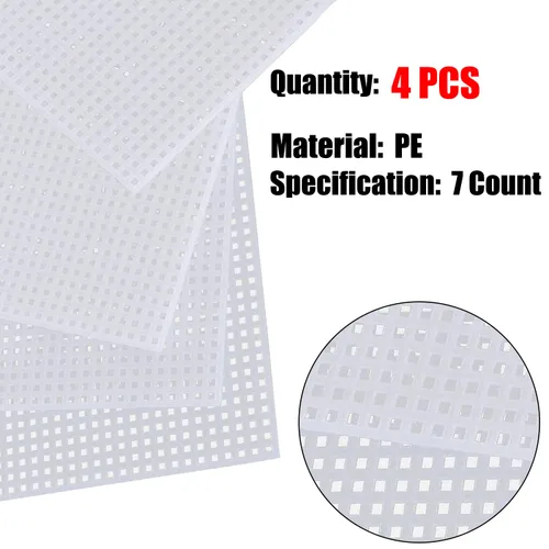 Vista 2 de 4 piezas de 7 hojas de lona de plástico transparente de malla para proyectos de manualidades, bordado, divisor de peceras, proyectos de punto