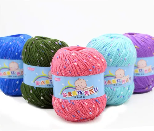 Vista 8 de Paquete de 6 hilos de ganchillo de algodón colorido para tejer suéter súper suave para mantas de bebé y ropa, sombrero, bufanda, 10.58 oz