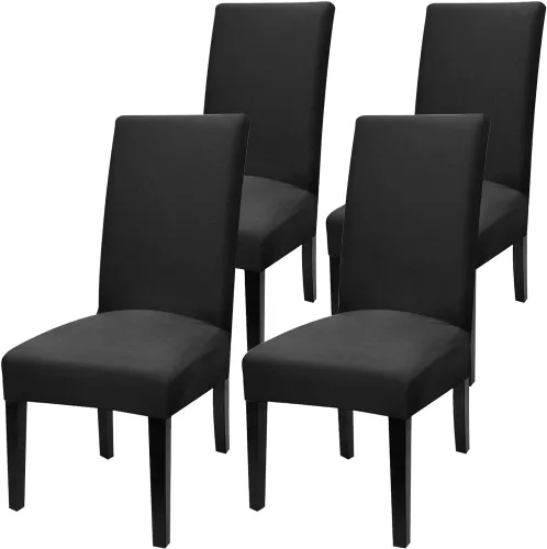 Vista 25 de Fuloon Paquete de 4 Fundas Protectoras para Asientos de Sillas de Comedor Súper Ajustadas Elásticas Extraíbles Lavables Cortas para Hotel, Comedor