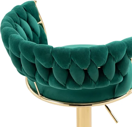 Vista 5 de RXR - Juego de 2 taburetes de bar de terciopelo, taburetes de bar de altura ajustable y taburete giratorio de 360°, silla de bar de cocina