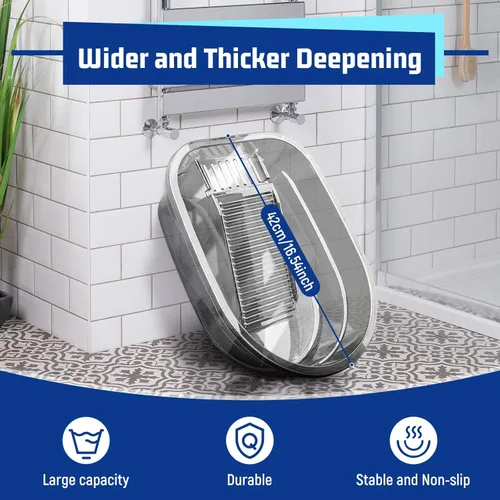 Vista 4 de Gazechimp Lavabo para lavabo, bañera de plástico con tabla de lavar, tabla de lavado de manos gruesa, lavabo de limpieza, para toallas de limpieza