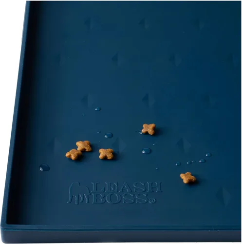 Vista 15 de Leash Boss Tapete de comida para perros - Paquete de 2, tapete impermeable para tazones de gatos y perros para comida y agua, tapetes de silicona