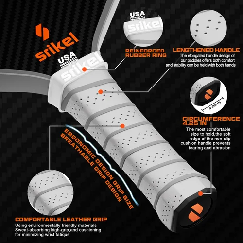 Vista 2 de Paletas de pickleball Srikel, pala de pickleball de fibra de carbono Raw T700, núcleo de polímero de poder de 16mm, raquetas profesionales para gran