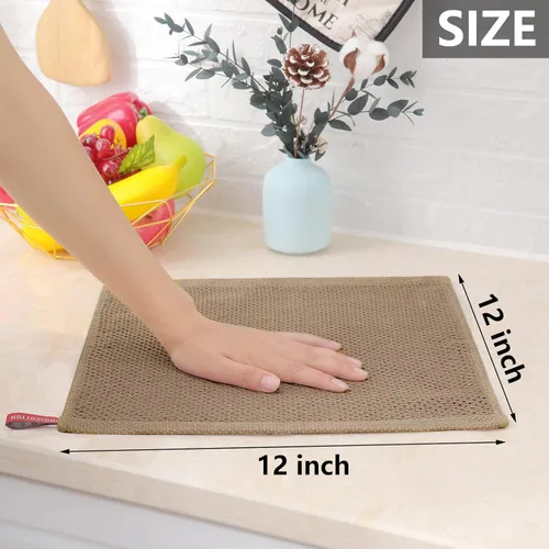 Vista 187 de Homaxy Paños de cocina de 100% algodón con tejido de gofre, ultra suaves, absorbentes, de secado rápido, 12 x 12 pulgadas, paquete de 6, amarillo