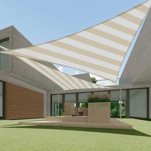 Vista 17 de ECOOPTS Toldo Vela Triangular de HDPE de 12'x12'x12' para Sombra Solar, Toldo para Patio Exterior Pérgola, Tela de Cobertura que Bloquea 95% UV Beige