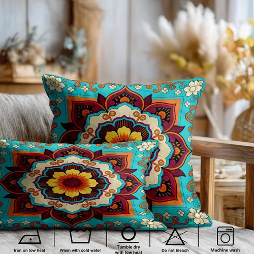 Vista 3 de Shrahala Funda de almohada decorativa de castillo oscuro de Halloween, casa con murciélagos de bruja, esqueleto, funda de almohada cuadrada mezclada