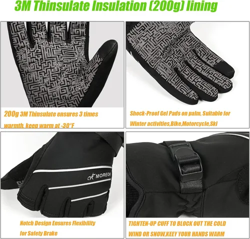 Vista 2 de MOREOK - Guantes de invierno impermeables y resistentes al viento -30°F para hombres/mujeres, guantes térmicos con Thinsulate 3M para pantalla
