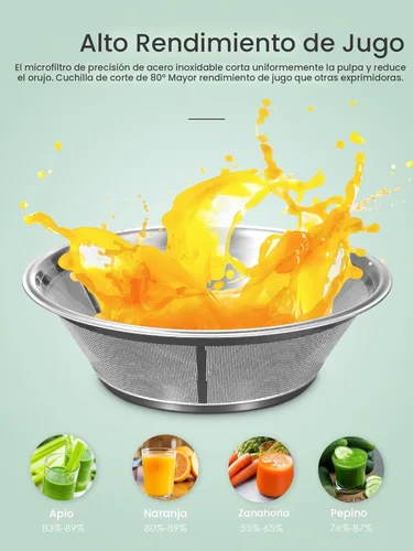 Vista 7 de QCen Máquina exprimidora, extractor centrífugo de 500 W con canal de alimentación de boca ancha de 3 pulgadas para frutas y verduras, fácil