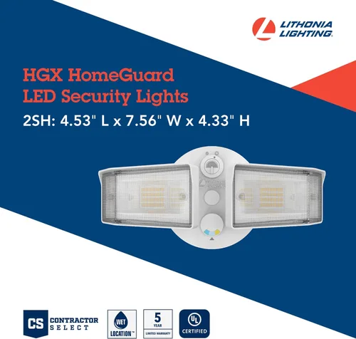 Vista 4 de Lithonia Lighting HomeGuard - Luces LED de 2 luces LED para exteriores, sensor de anochecer a amanecer, lúmenes ajustables, color seleccionable