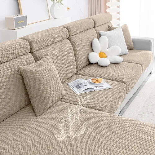 Vista 9 de Smiry - Fundas impermeables para cojines de sofá, fundas de cojín de sofá de jacquard elásticas y gruesas, protector de muebles elástico lavable