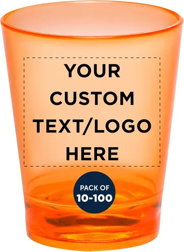 Vista 10 de Vasos de chupito de plástico translúcidos personalizados de 1.5 onzas, juego de 10/50/100 unidades, acrílico, ideal para regalos de cumpleaños