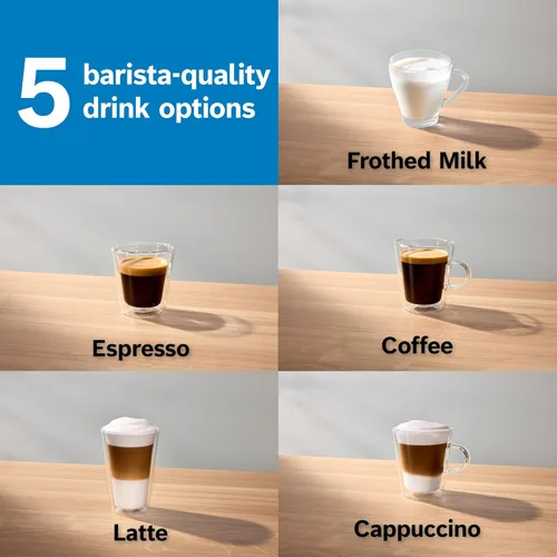 Vista 4 de Bosch Máquina de café y espresso totalmente automática - Bebidas de un solo toque, súper cafetera de calidad barista, panel de control táctil, gran