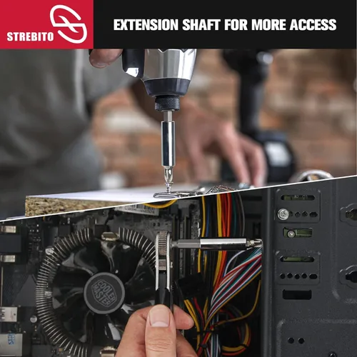 Vista 7 de STREBITO Juego de Mini Trinquete de 12 Piezas 1/4 Juego de Destornilladores de Ángulo Recto - Llave de Trinquete Pequeña de 90 Grados Desplazada