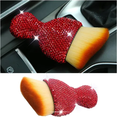 Vista 12 de zipelo Cepillo de polvo para interior de automóvil, cepillo de limpieza para detalles de automóvil con diamante, mango brillante, herramienta