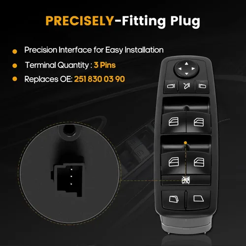 Vista 5 de Interruptor de ventana eléctrica Interruptor de control maestro Interruptor de control delantero del lado del conductor, piezas de repuesto