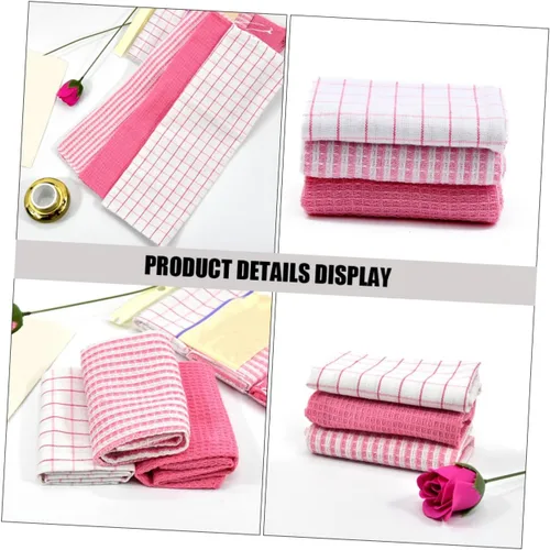 Vista 4 de Juego de 6 paños de cocina absorbentes de algodón suave, toallas de cocina a granel