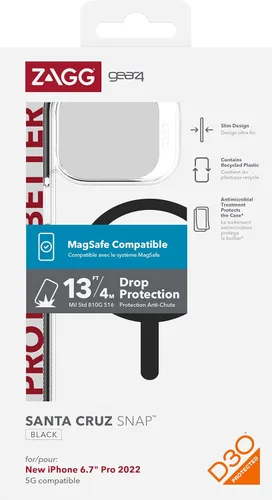 Vista 7 de ZAGG Gear4 Santa Cruz Snap Case para Apple iPhone 14, protección contra caídas D30 de hasta 13 pies (4 m), compatible con carga inalámbrica, parte