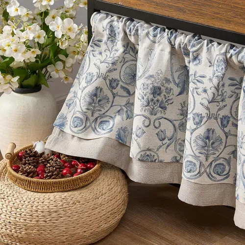 Vista 9 de JINCHAN - Cenefa de lino para cocina, cortina de ventana de doble capa de 16 pulgadas para sala de estar, dormitorio, baño, tratamiento de ventana