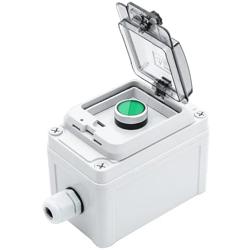 Vista 12 de IP67 Caja Impermeable para Exteriores 2 Botones Pulsadores (Letra) Botón de Parada de Emergencia Botón Pulsador Momentáneo con Cubierta Protectora