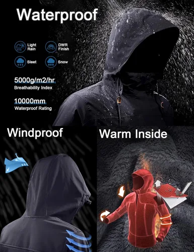 Vista 4 de GEMYSE Men's Mountain Waterproof Ski Snow Jacket Winter Windproof Rain Jacket