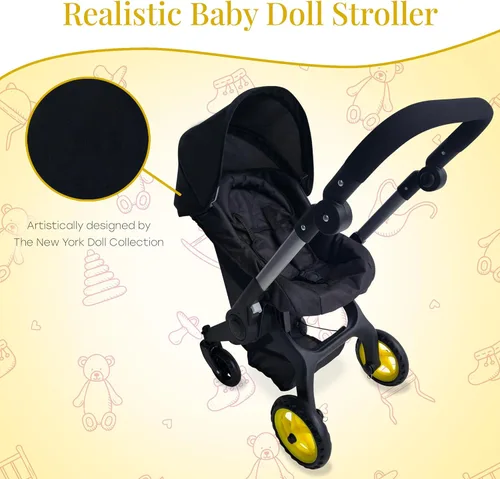 Vista 8 de Combo de Cochecito y Asiento de Coche para Muñeca Bebé – Cochecito de Muñeca Convertible 2 en 1 y Asiento de Coche para Niños – Se Adapta a Muñecas