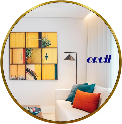 Vista 15 de Oruii - Espejo redondo negro de 16 pulgadas, espejo circular montado en la pared para baño, sala de estar, dormitorio, tocador, entrada, pasillo.