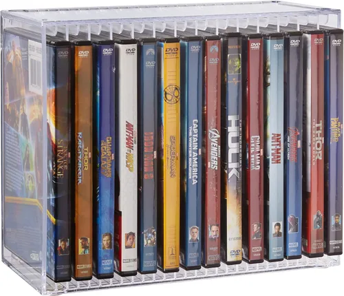 Vista 9 de STORi Stackable Clear Plastic DVD Organizer with Rubber Feet Rectangular Holder Perfect for Theater Room Holds up to 14 Standard DVD Cases