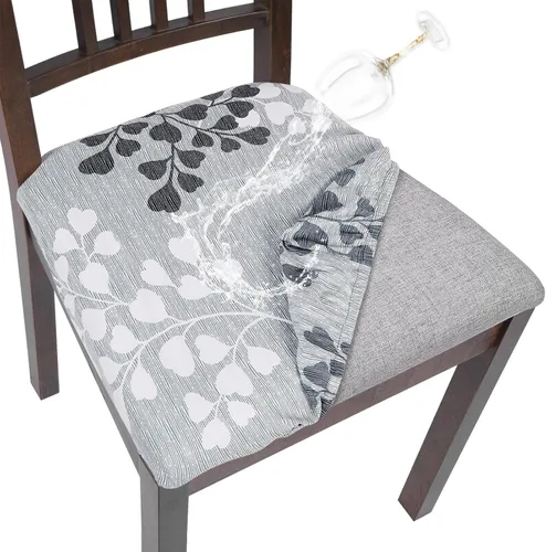 Vista 23 de SearchI Juego de 2 fundas de asiento para sillas de comedor, fundas de asiento elásticas con estampado, extraíbles y lavables, fundas de cojín