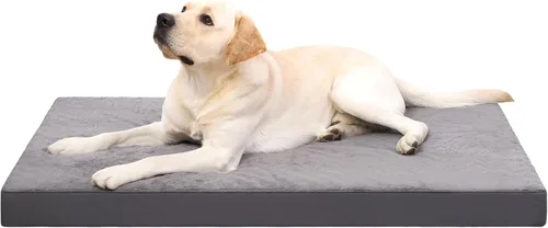 Vista 16 de KSIIA - Cama ortopédica para jaula de perro, impermeable, para perros pequeños, de felpa, lavable, con espuma tipo caja de huevo y funda Negro