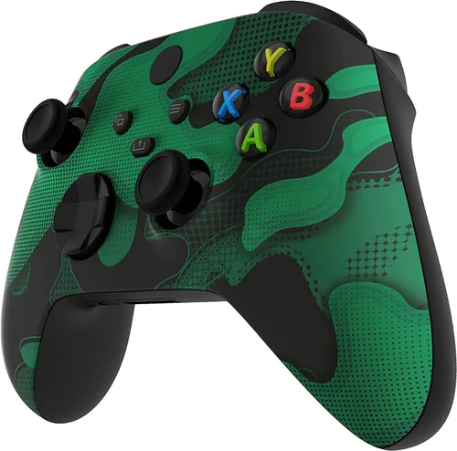 Vista 3 de Control inalámbrico para Xbox One y Xbox Series X y S de Microsoft Sensación táctil suave y personalizada De color verde camuflaje