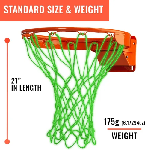 Vista 4 de Red de baloncesto resistente de repuesto – Anti látigo para todo tipo de clima, se adapta a llantas estándar para interiores o exteriores – 12 bucles
