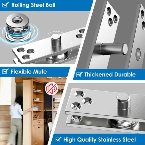 Vista 2 de Bisagras de pivote ocultas, bisagra de puerta oculta resistente, kit de bisagra de puerta Murphy de acero inoxidable de 300 libras para puerta
