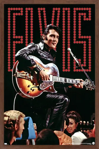 Vista 8 de Trends International Elvis Presley - Póster de pared de concierto 68, 14.72 x 22.37 pulgadas, versión enmarcada de madera de granero Versión