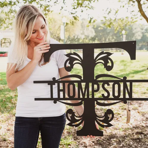 RealSteel, Metal Name Sign, Custom Metal Signs, Metal Wall Art, Split Letter Monogram, Metal Wall Decor, Last Name Sign, Family Name Sign,