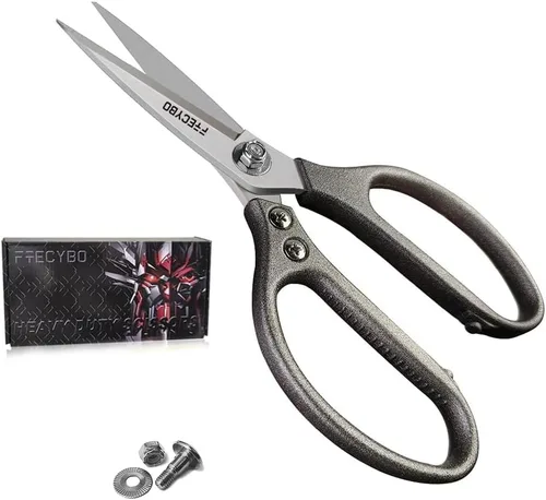 Tijeras resistentes de 8.5 pulgadas, multiusos, tijeras de cuero, cuchillas de acero inoxidable reforzadas con asas de metal para el hogar, oficina,
