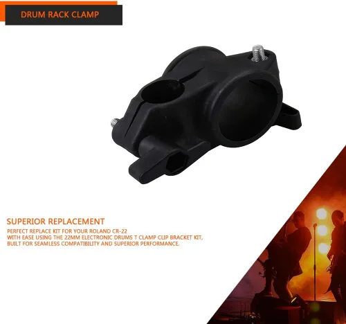 Vista 3 de Abrazadera de estante de tambor de 0.866 in, abrazaderas en T para rack de batería electrónica, kit de soporte de abrazadera de batería electrónica