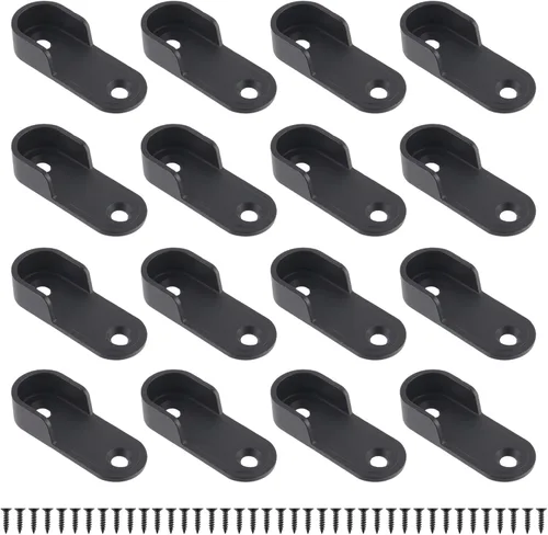Coshar 20 soportes ovalados de extremo de barra de armario, soportes de Negro