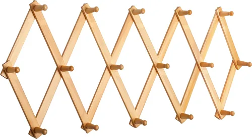 Vista 40 de SKOLOO Perchero de pared para sombreros con 14 ganchos, de madera maciza, moderno, perchero de pared expandible para abrigos, sombreros, bolsos
