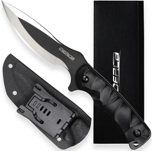 OERLA TAC OLL-005 Cuchillo al aire libre Hoja fija Camping Caza Supervivencia Campo Cuchillo 420HC Hoja de acero de espiga completa con funda Kydex
