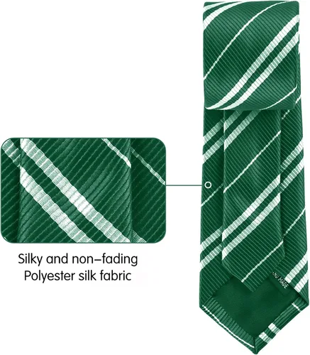 Vista 5 de XUECHEN Corbata a rayas para cosplay, disfraz mágico, Halloween, fiesta de Navidad, como accesorio para uso diario (verde+blanco)