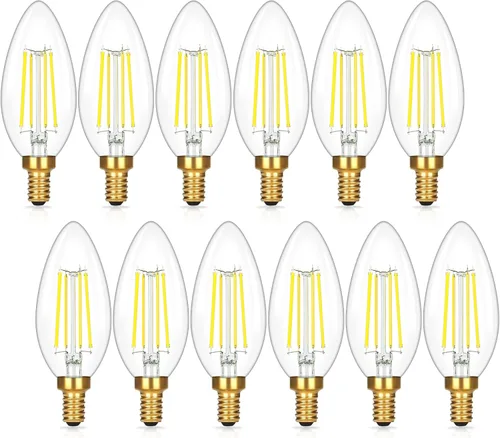 Vista 16 de Bombillas LED E12 para candelabros equivalentes a 40 vatios, bombillas vintage de 4 W regulables, bombilla Edison B11 de 470 lm, luz blanca cálida