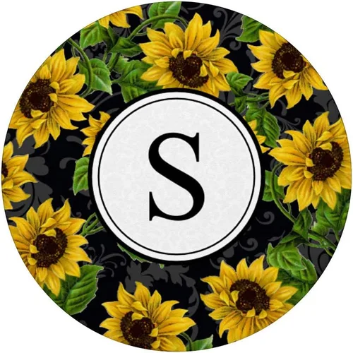 Vista 3 de Patrón de girasol, letra S, monograma, flores vintage, PopSockets Grip y soporte para teléfonos y tabletas