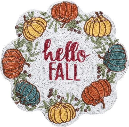 Cargador Redondo con Cuentas de 13", Blanco, Mantel Decorativo para Mesa de Comedor, Cargador Brillante para Fiestas y Navidad, Decoración de Mesa