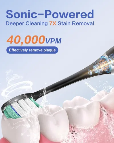 Vista 2 de ANVS Cepillos de dientes eléctricos sónicos para adultos, cepillo de dientes eléctrico recargable con estuche de viaje, 8 cabezales de cepillo y un