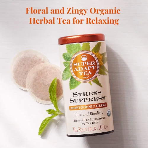 Vista 2 de The Republic of Tea SuperAdapt - Tés de hierbas (Supresión del estrés, lata de 36 bolsas de té)