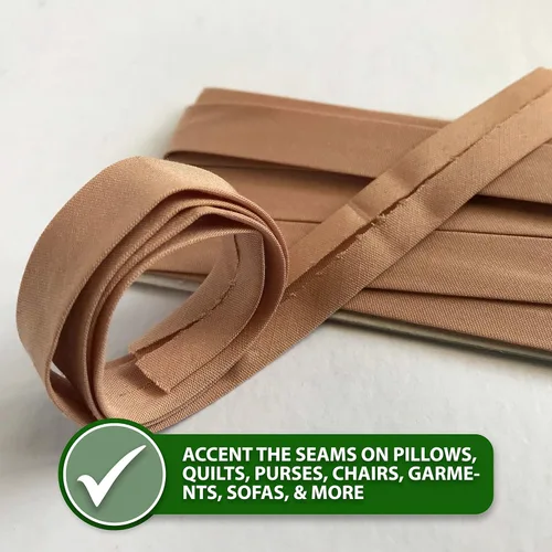 Vista 8 de Cinta bies de doble pliegue para costura, encuadernación, dobladillo, ribetes, parches; por Mandala Crafts.
