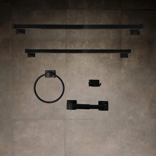 Vista 4 de Soporte de papel higiénico negro de SENTO para montaje en pared, soporte de papel higiénico de doble poste, fácil instalación, metal resistente