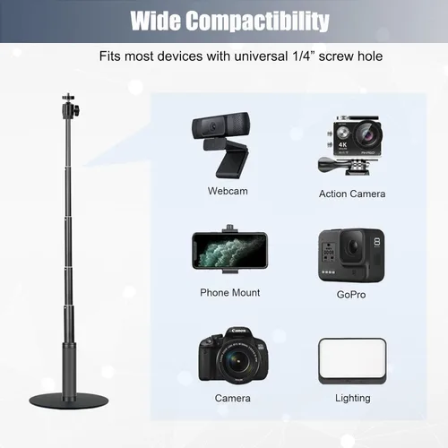 Vista 5 de Soporte para cámara web, soporte de cámara web de 28 pulgadas para escritorio, soporte de cámara web ajustable para Logitech Webcam C922 C930e C920S